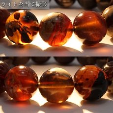 画像3: タイガーアンバー ブレスレット インドネシア産 丸玉 14mm 【 一点もの 】amber アンバー スマトラ琥珀 植物の化石 天然石 パワーストーン カラーストーン (3)