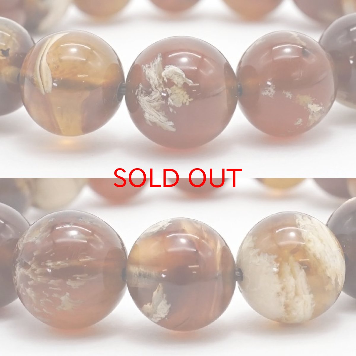 画像2: タイガーアンバー ブレスレット インドネシア産 丸玉 12mm 【 一点もの 】amber アンバー スマトラ琥珀 植物の化石 天然石 パワーストーン カラーストーン (2)