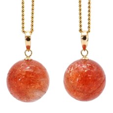 画像2: 【 一点もの 】 サンストーン ペンダントトップ 10mm K18 タンザニア産 Sunstone 一粒ペンダント ネックレス シンプルペンダント 天然石 パワーストーン カラーストーン (2)