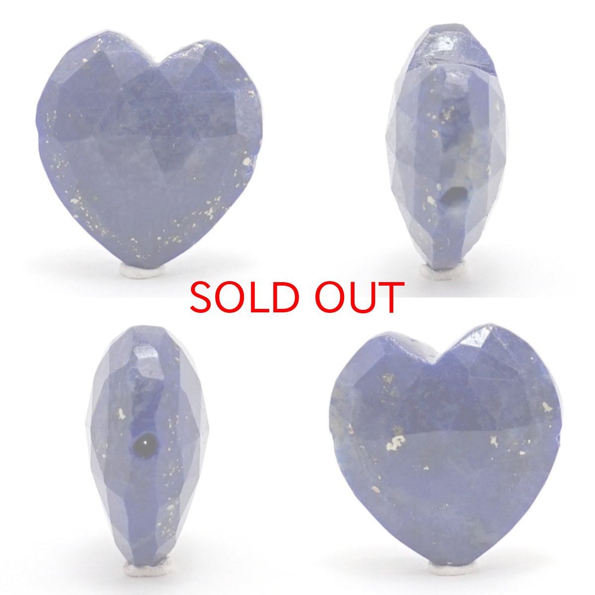 画像2: 天然石 ハート型ビーズ ラピスラズリ 12×12mm アフガニスタン産 【 一点もの 】ハート型 横穴貫通 穴あき ビーズ ハート オリジナルアクセアリー ハンドメイド材料 【 一粒売り 】 パワーストーン お守り 浄化 カラーストーン (2)