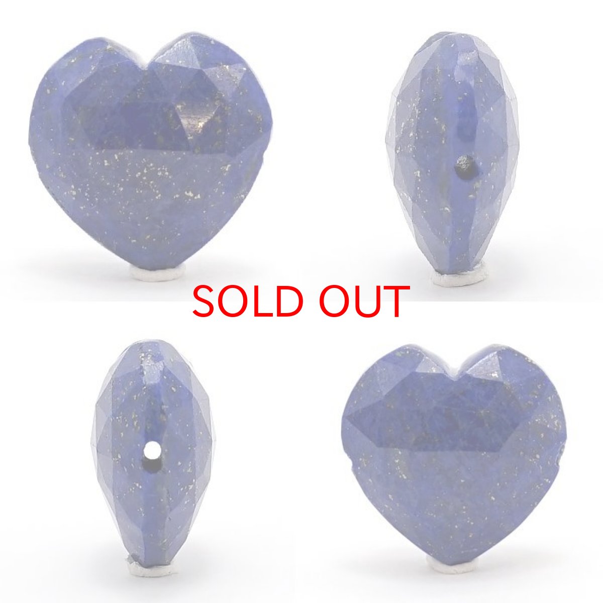 画像2: 天然石 ハート型ビーズ ラピスラズリ 15×15mm アフガニスタン産 【 一点もの 】ハート型 横穴貫通 穴あき ビーズ ハート オリジナルアクセアリー ハンドメイド材料 【 一粒売り 】 パワーストーン お守り 浄化 カラーストーン (2)