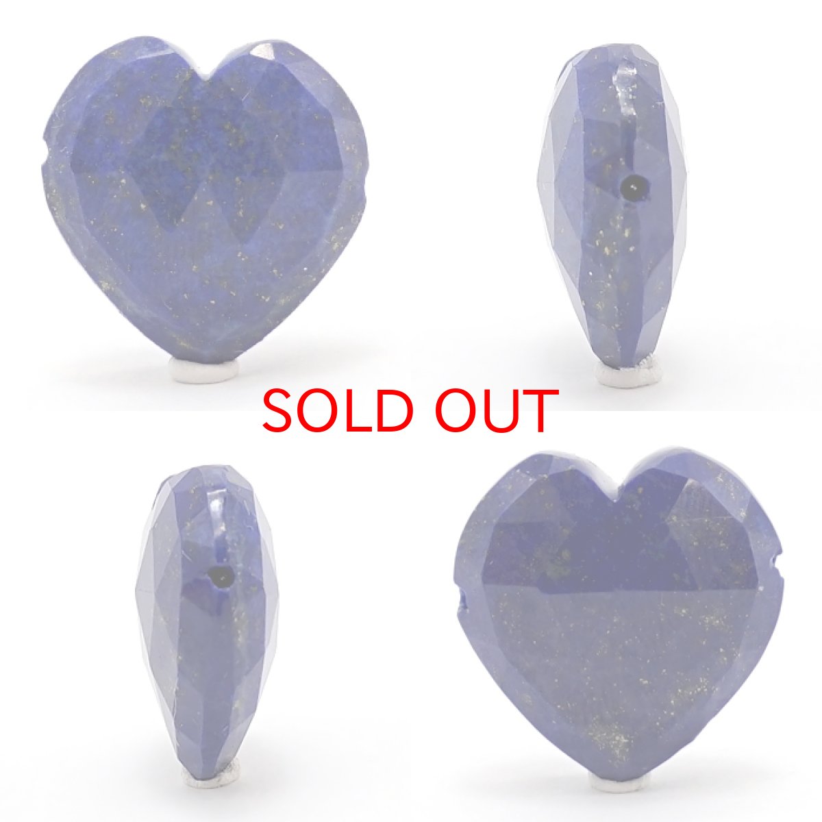 画像2: 天然石 ハート型ビーズ ラピスラズリ 17×17mm アフガニスタン産 【 一点もの 】ハート型 横穴貫通 穴あき ビーズ ハート オリジナルアクセアリー ハンドメイド材料 【 一粒売り 】 パワーストーン お守り 浄化 カラーストーン (2)