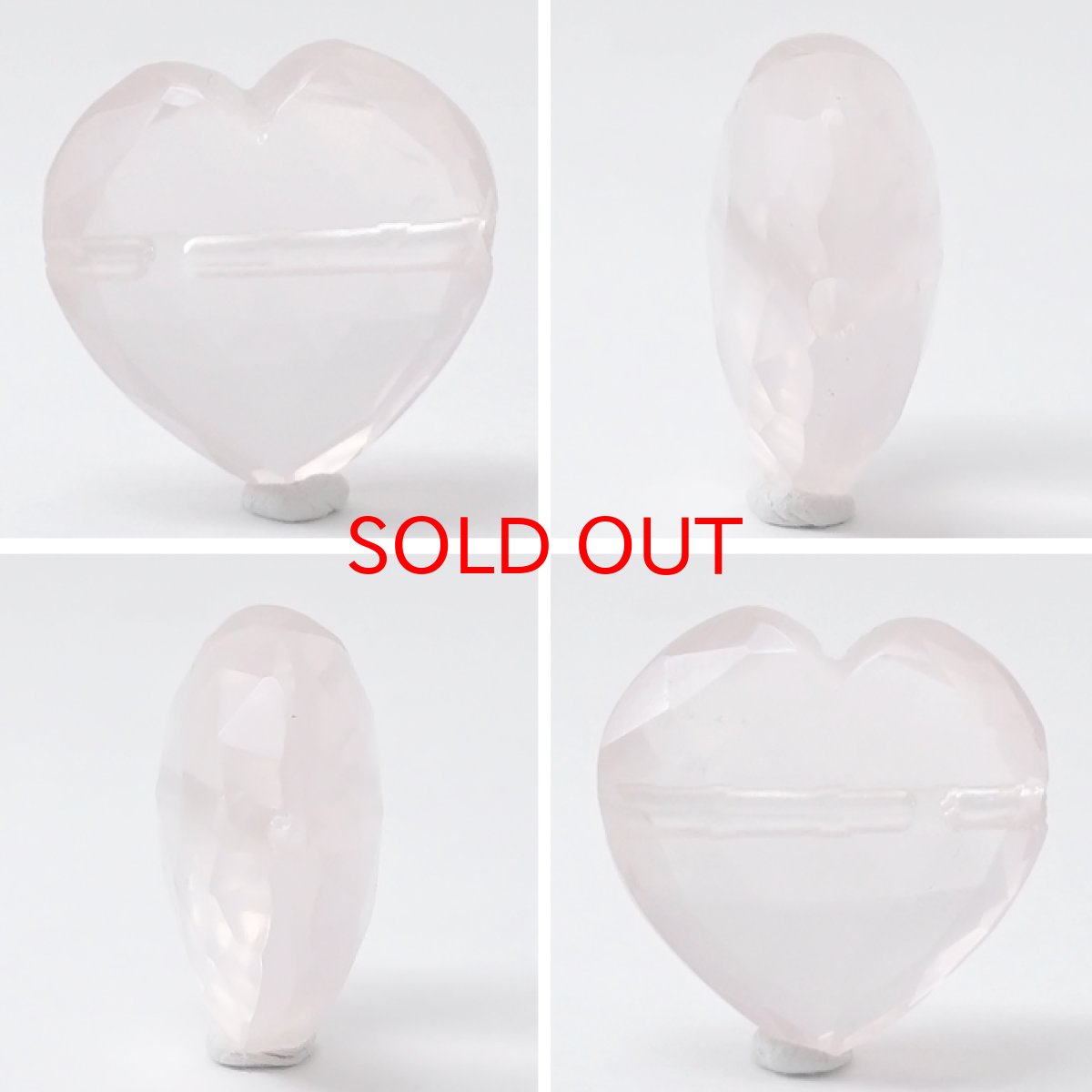 画像2: 天然石 ハート型ビーズ ローズクォーツ 13×13mm マダガスカル産 【 一点もの 】ハート型 横穴貫通 穴あき ビーズ ハート オリジナルアクセサリー ハンドメイド材料 【 一粒売り 】 パワーストーン お守り 浄化 カラーストーン (2)