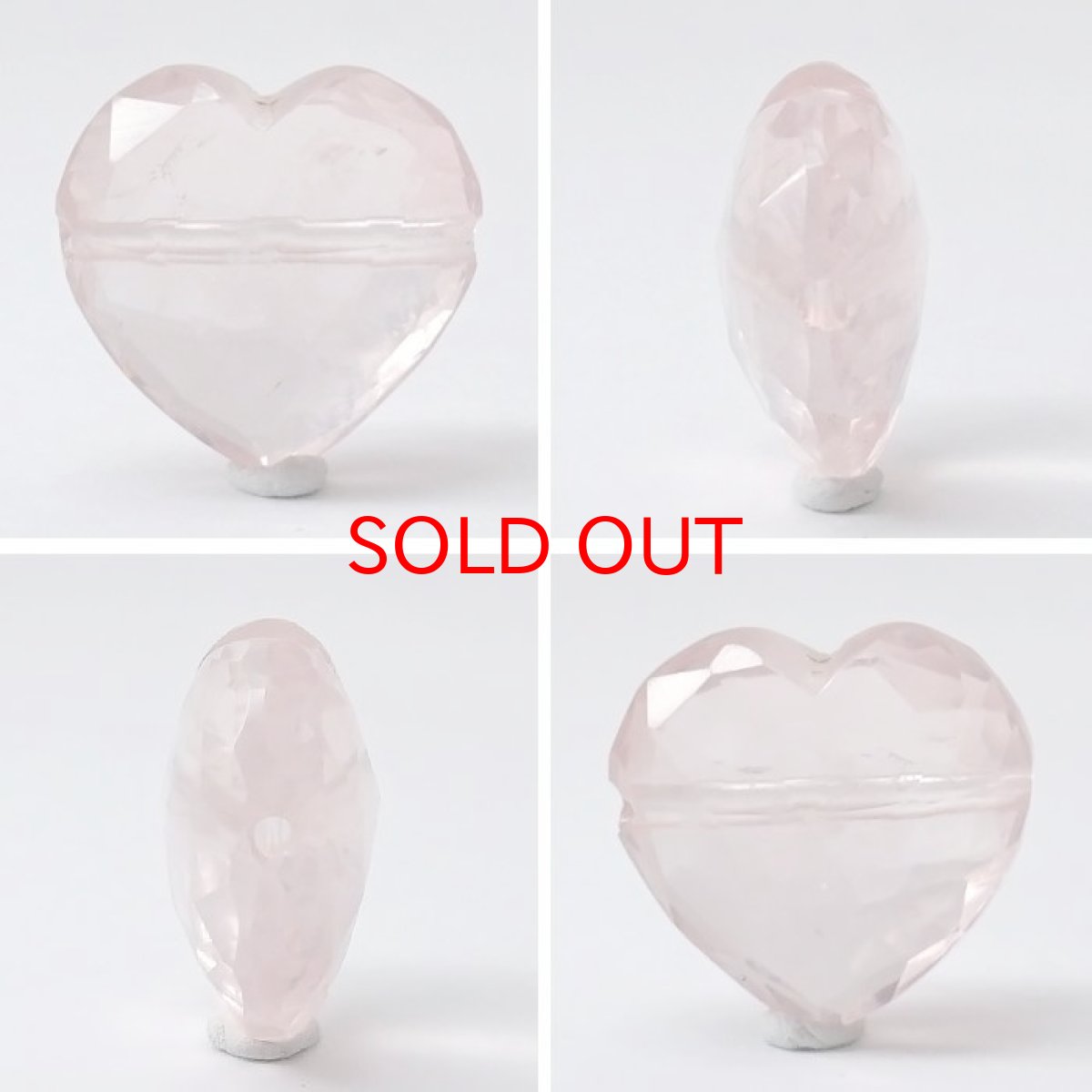 画像2: 天然石 ハート型ビーズ ローズクォーツ 12×13mm マダガスカル産 【 一点もの 】ハート型 横穴貫通 穴あき ビーズ ハート オリジナルアクセサリー ハンドメイド材料 【 一粒売り 】 パワーストーン お守り 浄化 カラーストーン (2)