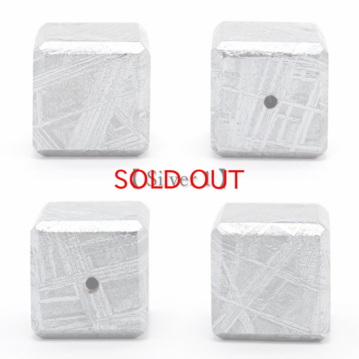 画像2: 【 一点物 】 ギベオン ビーズ 12mm 正方形 バラ石 貫通穴 メッキ加工 ナミビア産 隕石 天然石 パワーストーン カラーストーン (2)