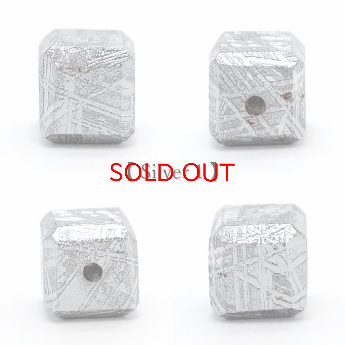 画像2: 【 一点物 】 ギベオン ビーズ 6mm 正方形 バラ石 貫通穴 メッキ加工 ナミビア産 隕石 天然石 パワーストーン カラーストーン (2)