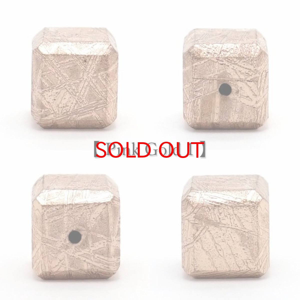 画像3: 【20%OFFセール】 【 一点物 】 ギベオン ビーズ 8mm 正方形 バラ石 貫通穴 メッキ加工 ナミビア産 隕石 天然石 パワーストーン カラーストーン (3)