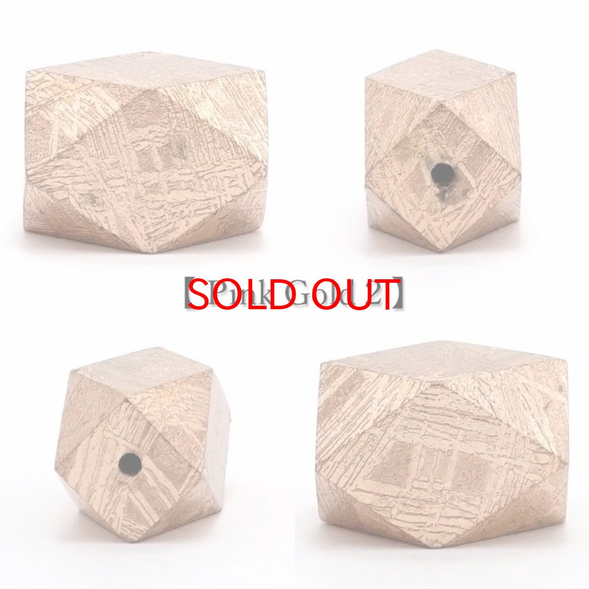 画像7: 【 一点物 】 ギベオン ビーズ 8×12mm 十四面体カット バラ石 貫通穴 メッキ加工 ナミビア産 隕石 天然石 パワーストーン カラーストーン (7)