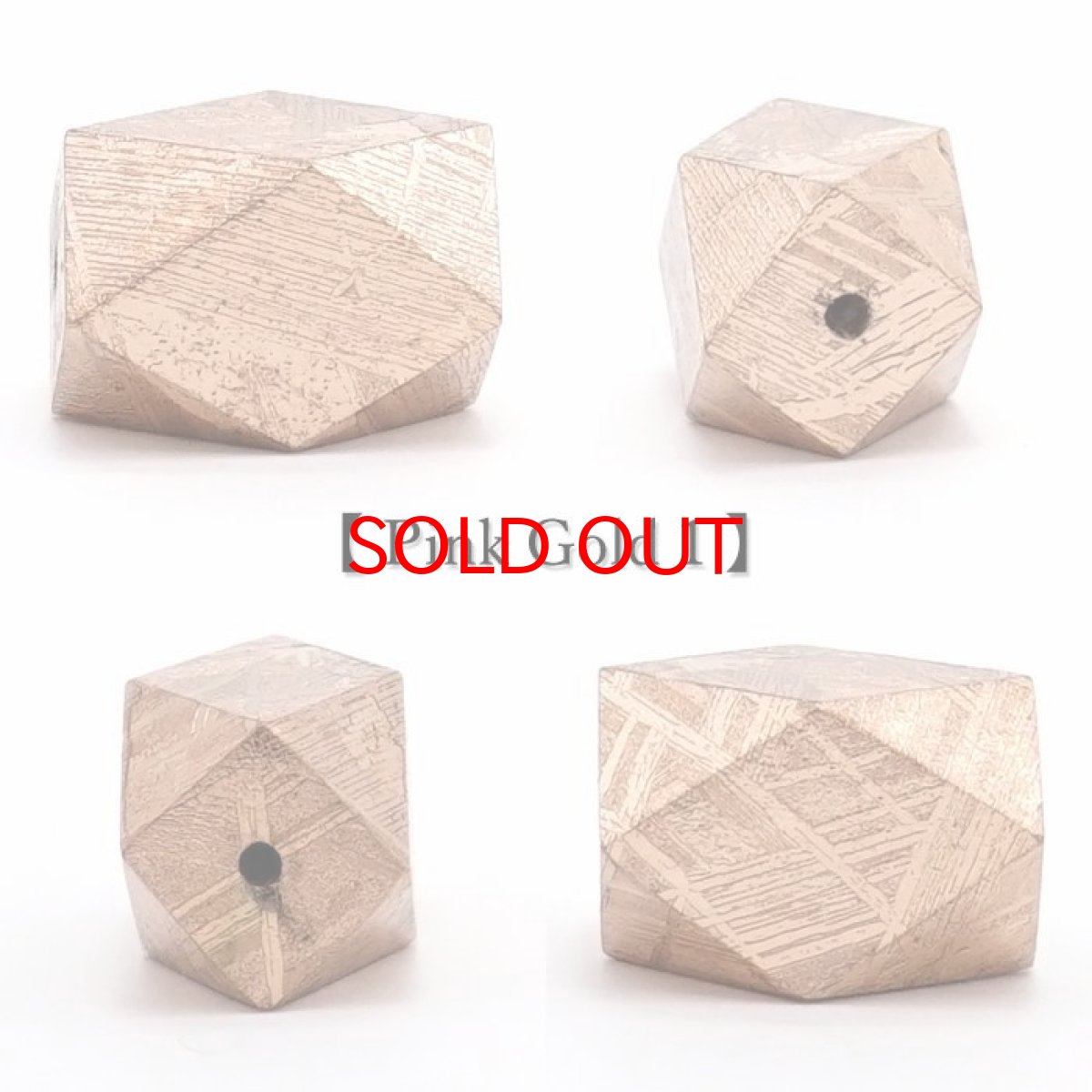 画像6: 【 一点物 】 ギベオン ビーズ 8×12mm 十四面体カット バラ石 貫通穴 メッキ加工 ナミビア産 隕石 天然石 パワーストーン カラーストーン (6)