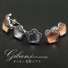 画像1: 【一点物】 ギベオン gibeon シルバー ピアス 《花型》 約1.2mm SV925 シルバー 天然石 パワーストーン カラーストーン (1)