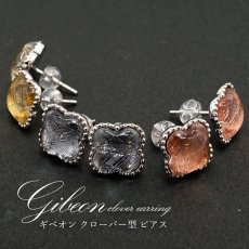 画像1: 【一点物】 ギベオン gibeon シルバー ピアス 《クローバー型》 約1.0mm SV925 シルバー 天然石 パワーストーン カラーストーン (1)