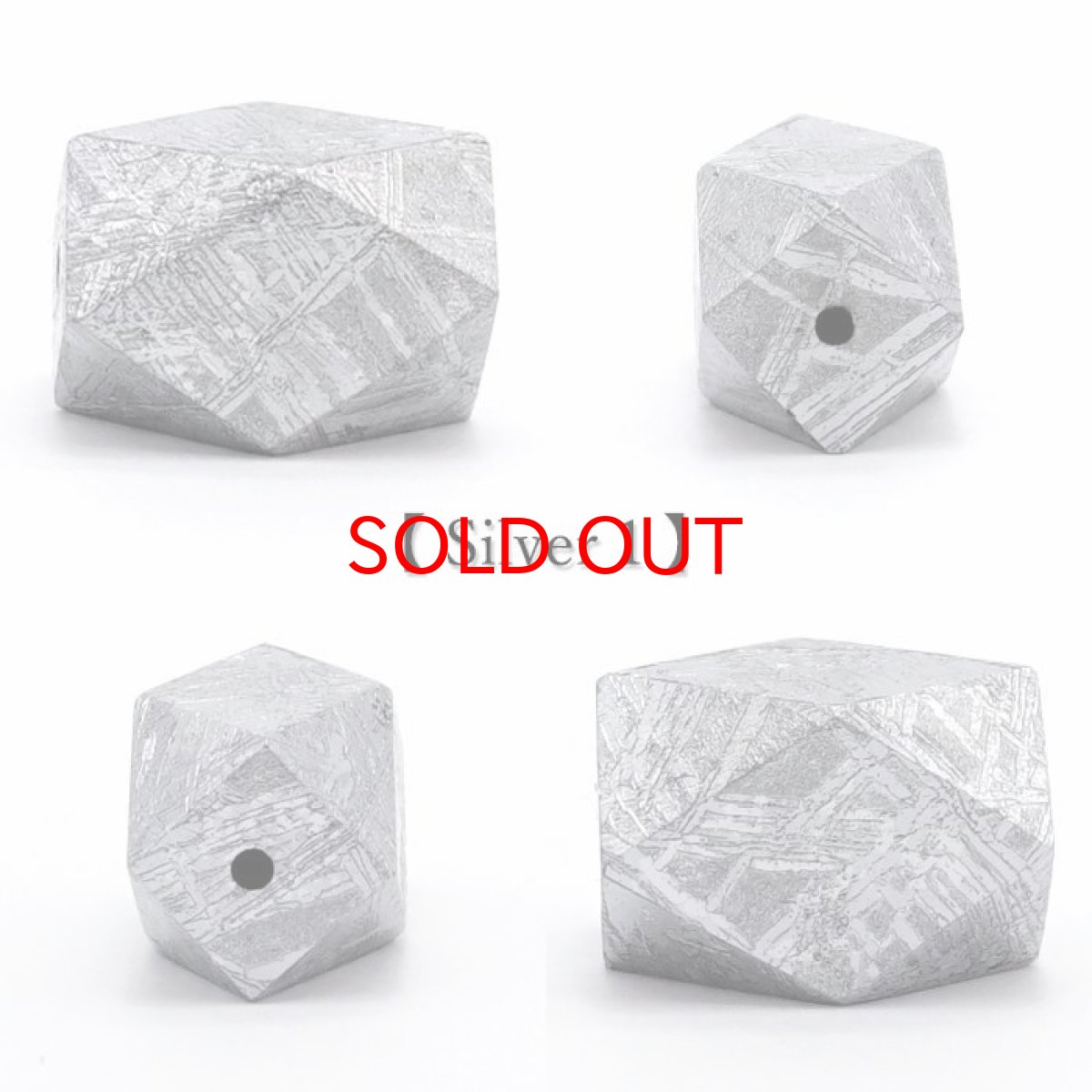 画像2: 【 一点物 】 ギベオン ビーズ 8×12mm 十四面体カット バラ石 貫通穴 メッキ加工 ナミビア産 隕石 天然石 パワーストーン カラーストーン (2)