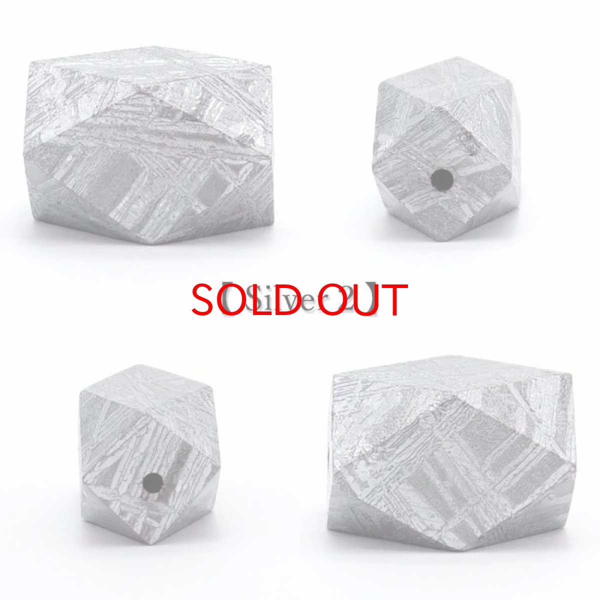 画像3: 【 一点物 】 ギベオン ビーズ 8×12mm 十四面体カット バラ石 貫通穴 メッキ加工 ナミビア産 隕石 天然石 パワーストーン カラーストーン (3)