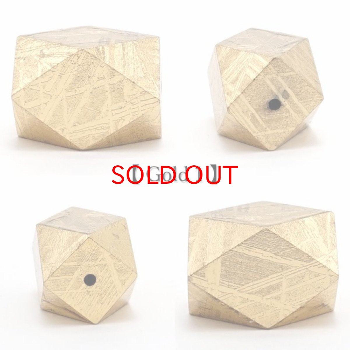 画像4: 【 一点物 】 ギベオン ビーズ 10×14mm 十四面体カット バラ石 貫通穴 メッキ加工 ナミビア産 隕石 天然石 パワーストーン カラーストーン (4)