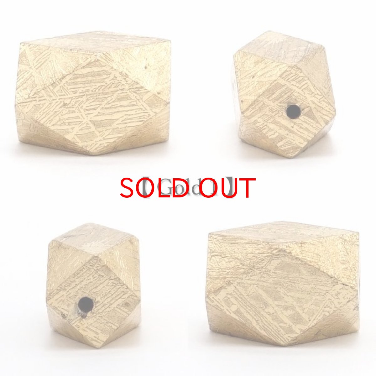 画像4: 【 一点物 】 ギベオン ビーズ 8×12mm 十四面体カット バラ石 貫通穴 メッキ加工 ナミビア産 隕石 天然石 パワーストーン カラーストーン (4)