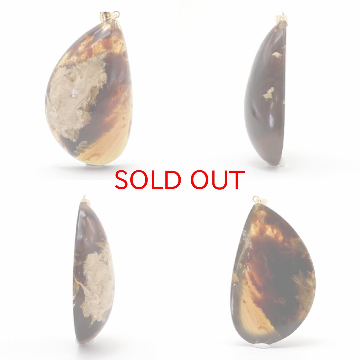 画像2: スマトラブルーアンバー ペンダントトップ インドネシア産 K18 【 一点もの 】amber アンバー スマトラ産 琥珀 植物の化石 天然石 パワーストーン カラーストーン (2)