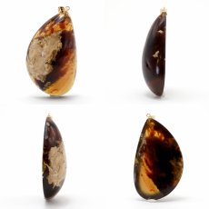 画像2: スマトラブルーアンバー ペンダントトップ インドネシア産 K18 【 一点もの 】amber アンバー スマトラ産 琥珀 植物の化石 天然石 パワーストーン カラーストーン (2)
