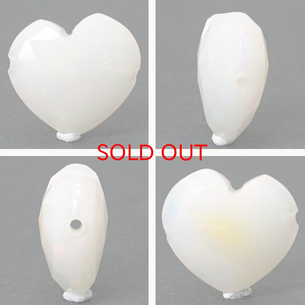 画像2: 天然石 ハート型ビーズ オパール 11×13mm エチオピア産 【 一点もの 】 ハート型 横穴貫通 穴あき ビーズ ハート オリジナルアクセサリー ハンドメイド材料 【 一粒売り 】 パワーストーン お守り 浄化 カラーストーン (2)