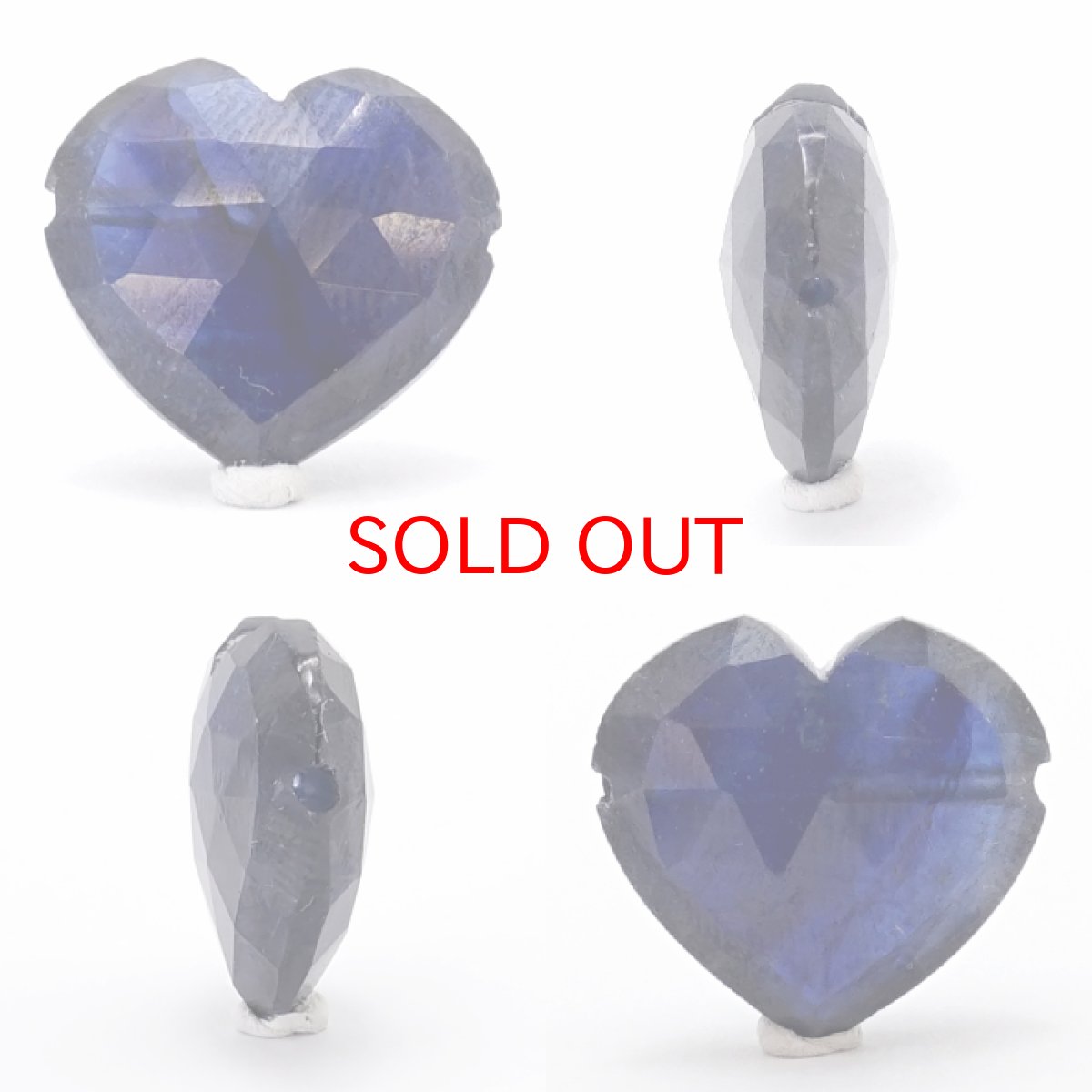 画像2: 天然石 ハート型ビーズ ブルーサファイア 14×16mm スリランカ産 【 一点もの 】 サファイア ハート 横穴貫通 穴あき ビーズ オリジナルアクセサリー ハンドメイド材料 【 一粒売り 】 パワーストーン お守り 浄化 カラーストーン (2)