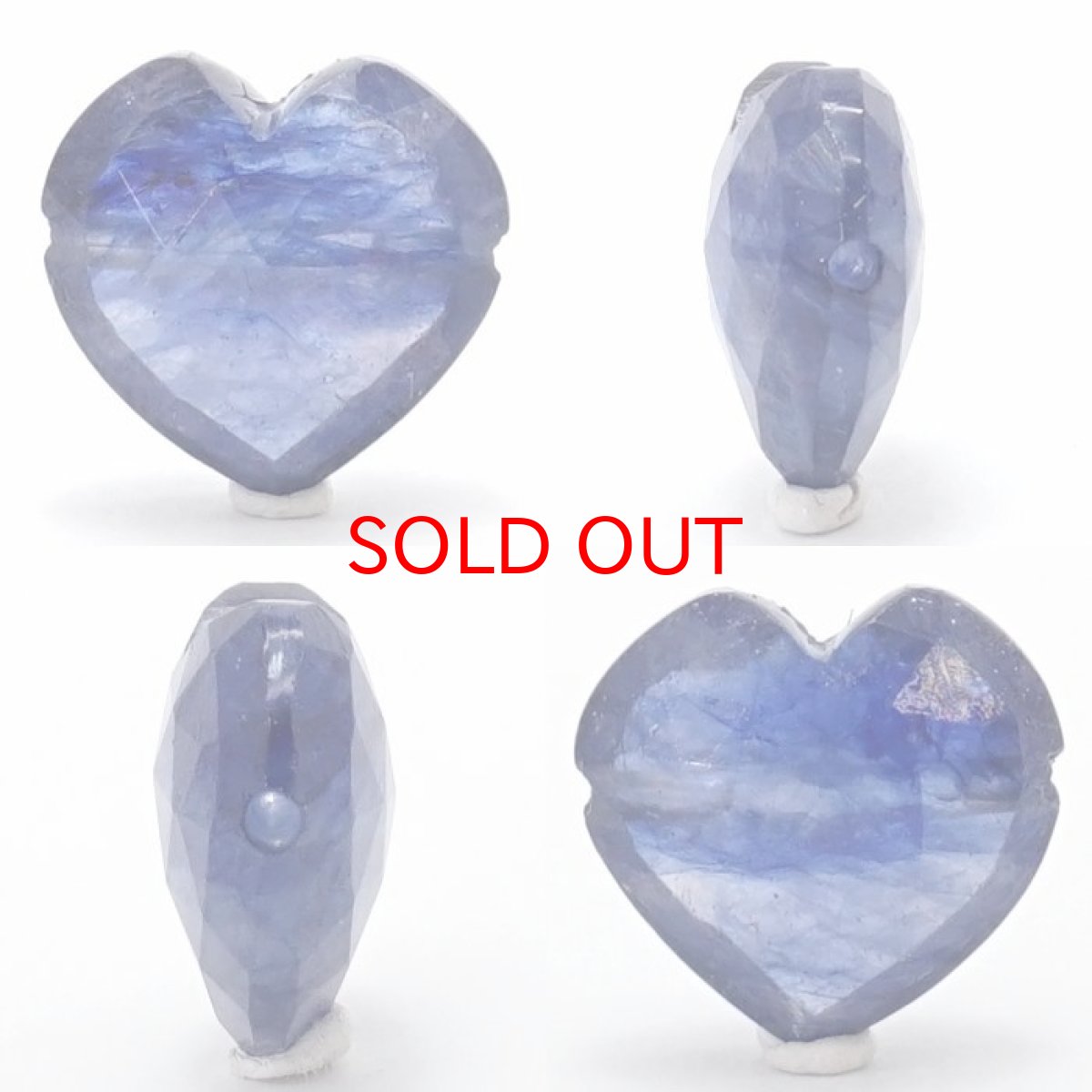 画像2: 天然石 ハート型ビーズ ブルーサファイア 11×11mm スリランカ産 【 一点もの 】 サファイア ハート 横穴貫通 穴あき ビーズ オリジナルアクセサリー ハンドメイド材料 【 一粒売り 】 パワーストーン お守り 浄化 カラーストーン (2)