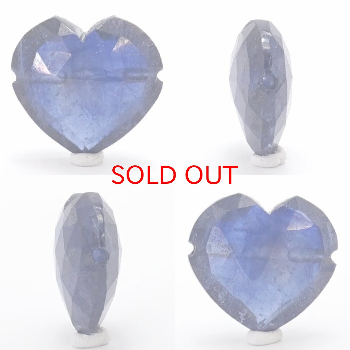 画像2: 天然石 ハート型ビーズ ブルーサファイア 13×14mm スリランカ産 【 一点もの 】 サファイア ハート 横穴貫通 穴あき ビーズ オリジナルアクセサリー ハンドメイド材料 【 一粒売り 】 パワーストーン お守り 浄化 カラーストーン (2)