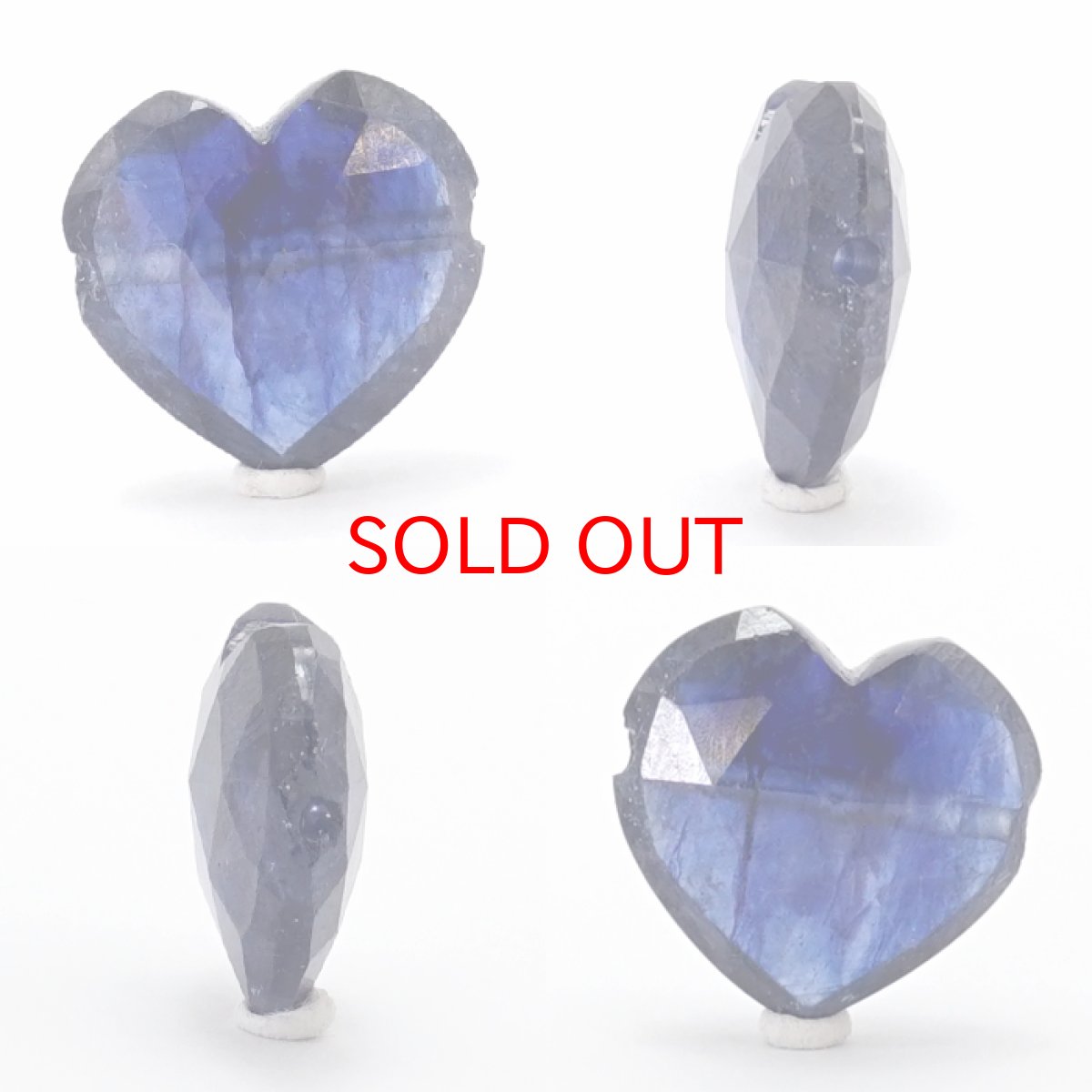 画像2: 天然石 ハート型ビーズ ブルーサファイア 12×13mm スリランカ産 【 一点もの 】 サファイア ハート 横穴貫通 穴あき ビーズ オリジナルアクセサリー ハンドメイド材料 【 一粒売り 】 パワーストーン お守り 浄化 カラーストーン (2)