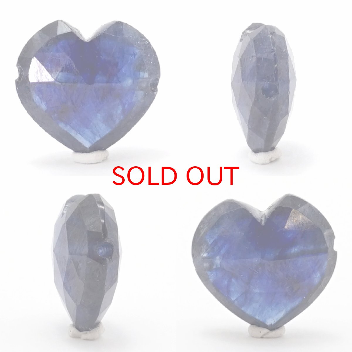 画像2: 天然石 ハート型ビーズ ブルーサファイア 12×12mm スリランカ産 【 一点もの 】 サファイア ハート 横穴貫通 穴あき ビーズ オリジナルアクセサリー ハンドメイド材料 【 一粒売り 】 パワーストーン お守り 浄化 カラーストーン (2)