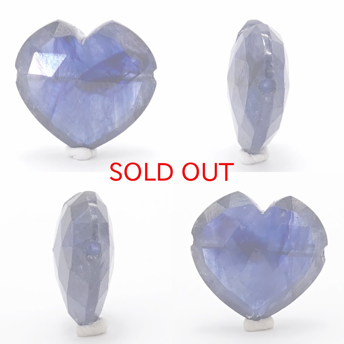 画像2: 天然石 ハート型ビーズ ブルーサファイア 13×14mm スリランカ産 【 一点もの 】 サファイア ハート 横穴貫通 穴あき ビーズ オリジナルアクセサリー ハンドメイド材料 【 一粒売り 】 パワーストーン お守り 浄化 カラーストーン (2)