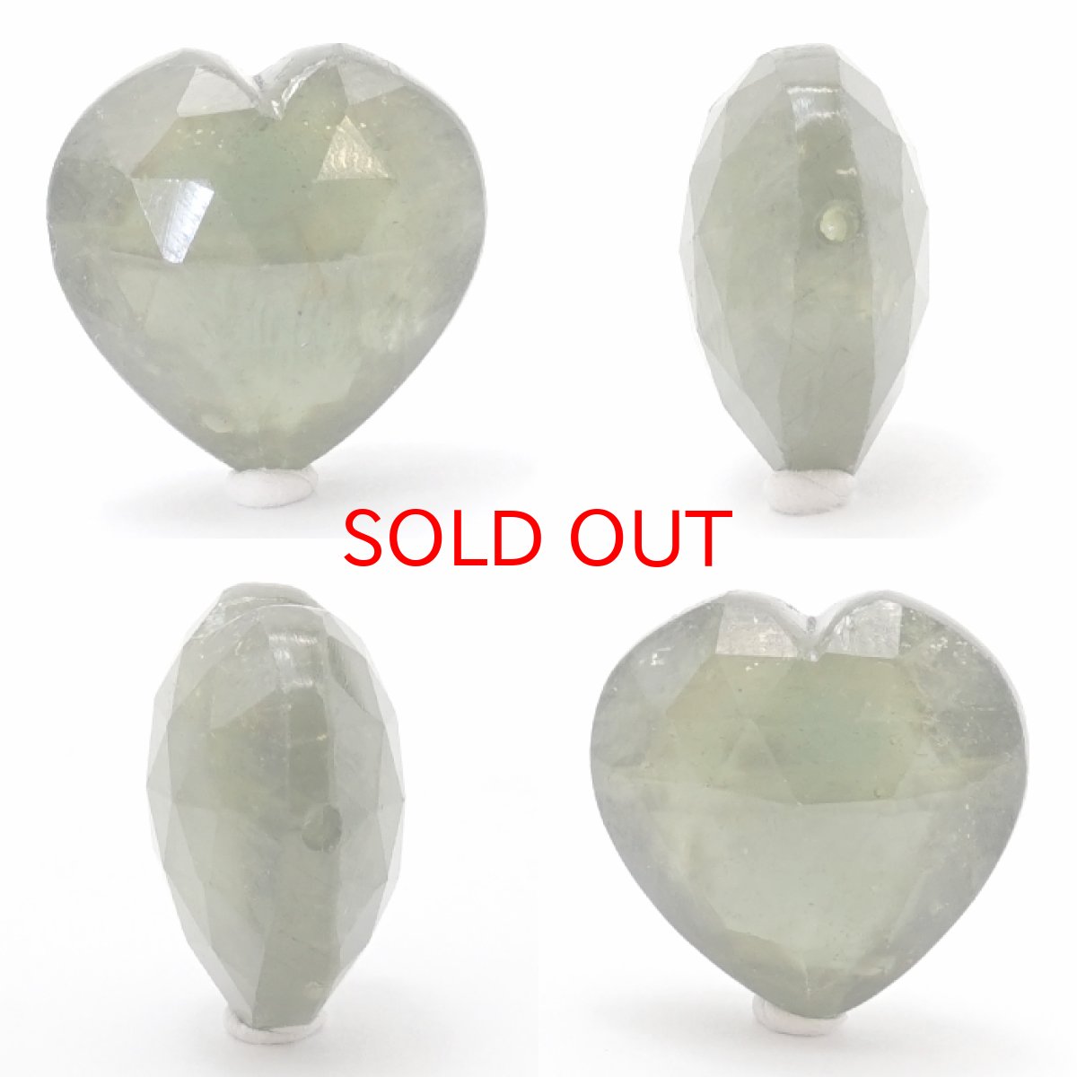 画像2: 天然石 ハート型ビーズ グリーンサファイア 14×15mm マダガスカル産 【 一点もの 】 ハート型 横穴貫通 穴あき ビーズ ハート オリジナルアクセサリー ハンドメイド材料 【 一粒売り 】 パワーストーン お守り 浄化 カラーストーン (2)