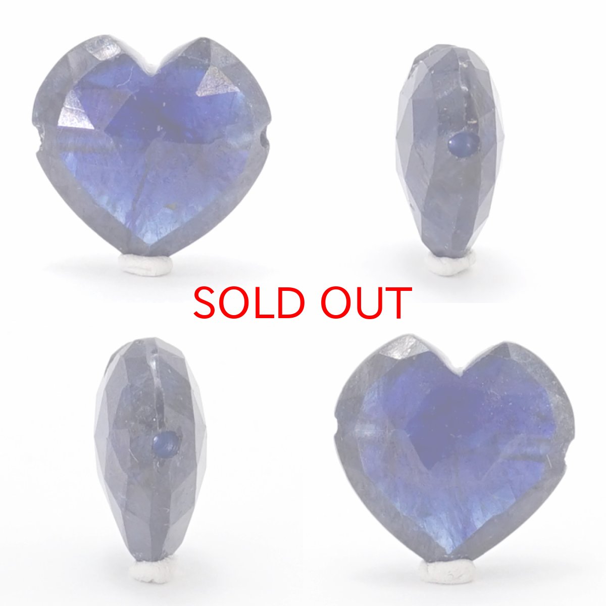 画像2: 天然石 ハート型ビーズ ブルーサファイア 12×12mm スリランカ産 【 一点もの 】 サファイア ハート 横穴貫通 穴あき ビーズ オリジナルアクセサリー ハンドメイド材料 【 一粒売り 】 パワーストーン お守り 浄化 カラーストーン (2)