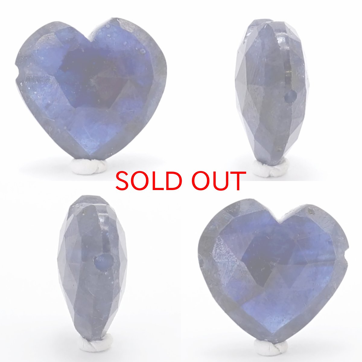 画像2: 天然石 ハート型ビーズ ブルーサファイア 13×13mm スリランカ産 【 一点もの 】 サファイア ハート 横穴貫通 穴あき ビーズ オリジナルアクセサリー ハンドメイド材料 【 一粒売り 】 パワーストーン お守り 浄化 カラーストーン (2)