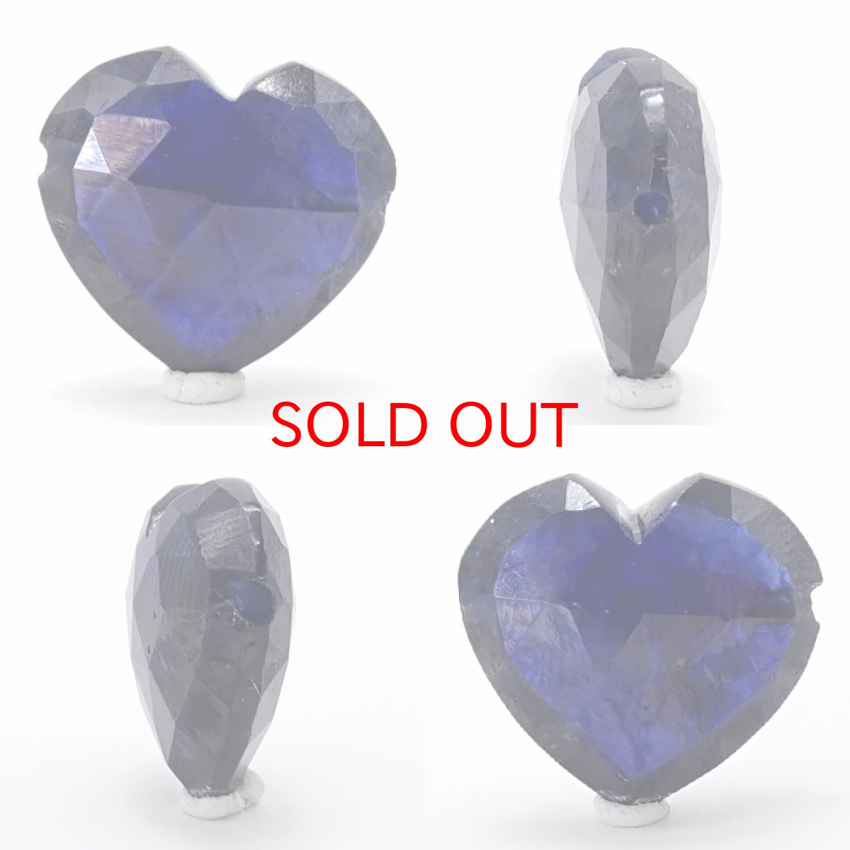 画像2: 天然石 ハート型ビーズ ブルーサファイア 13×14mm スリランカ産 【 一点もの 】 サファイア ハート 横穴貫通 穴あき ビーズ オリジナルアクセサリー ハンドメイド材料 【 一粒売り 】 パワーストーン お守り 浄化 カラーストーン (2)