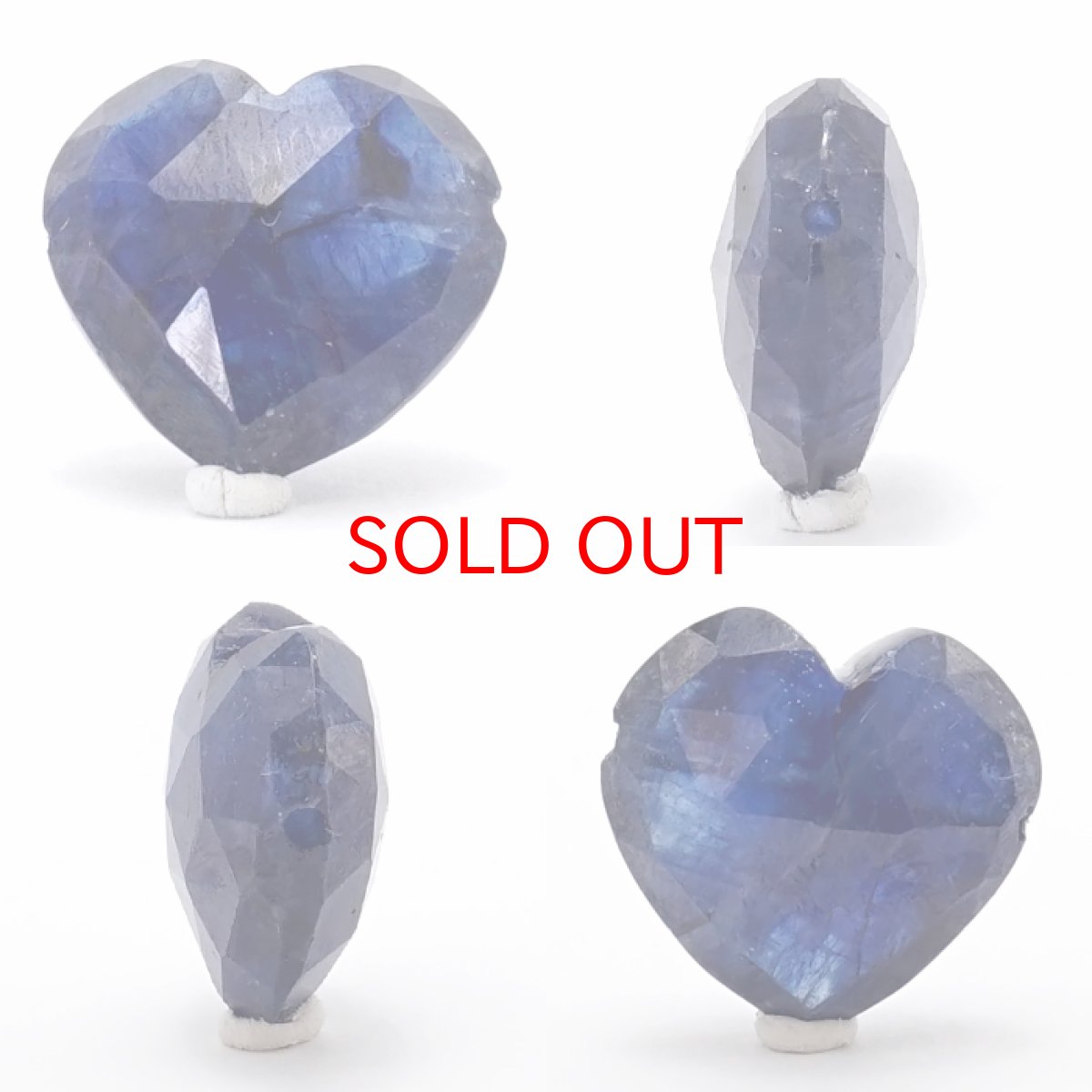 画像2: 天然石 ハート型ビーズ ブルーサファイア 13×14mm スリランカ産 【 一点もの 】 サファイア ハート 横穴貫通 穴あき ビーズ オリジナルアクセサリー ハンドメイド材料 【 一粒売り 】 パワーストーン お守り 浄化 カラーストーン (2)