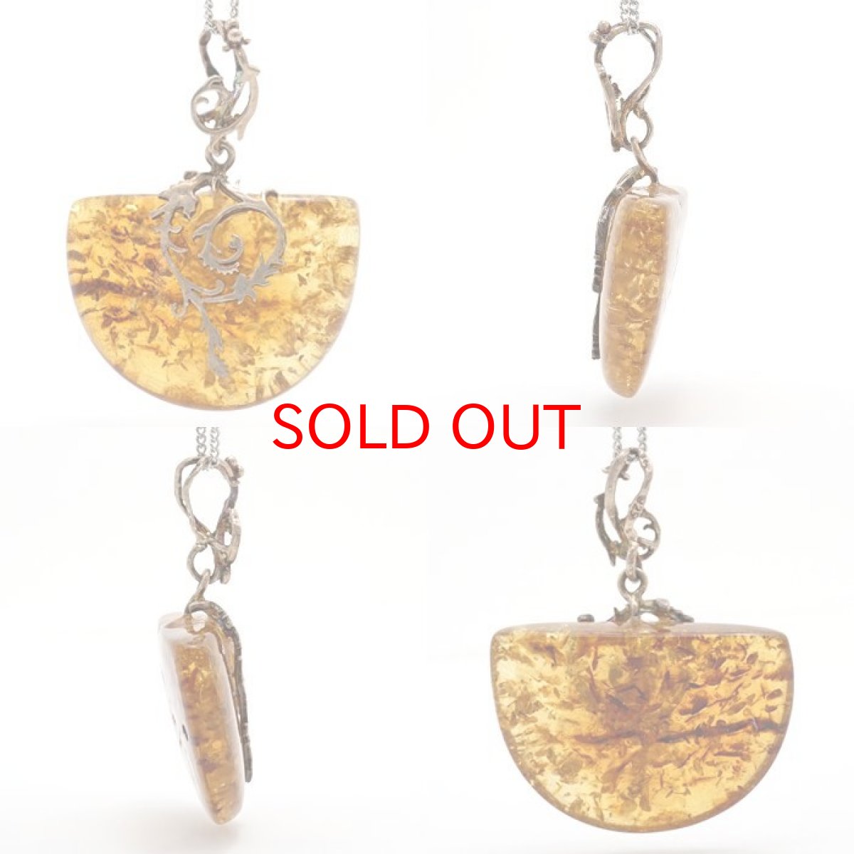 画像2: 【20%OFFセール】 アンバー ペンダントトップ リトアニア産 天然琥珀 日本製 SV925 【 1点もの 】 ネックレス ペンダント シルバー necklace pendant 浄化 お守り 天然石 パワーストーン カラーストーン (2)