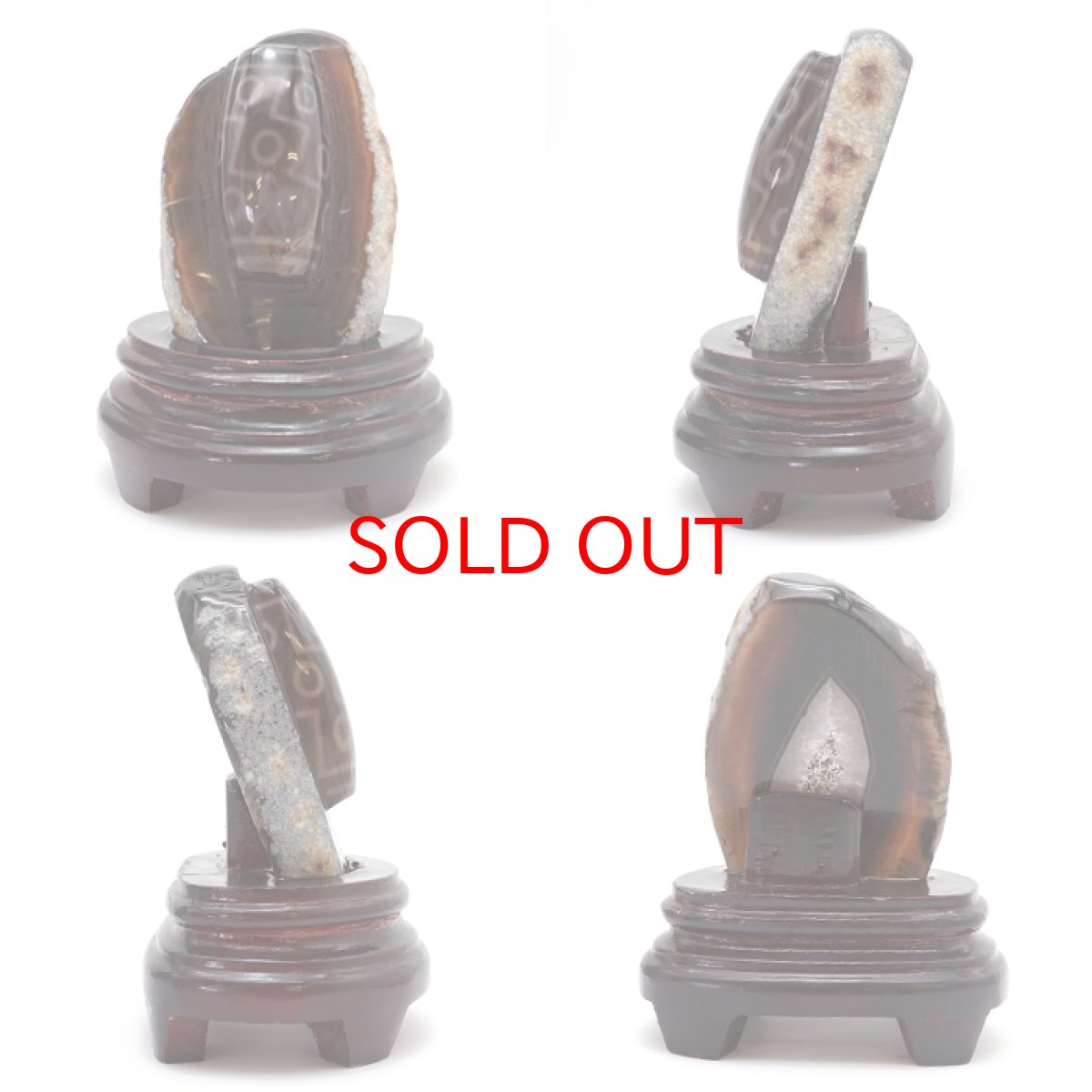 画像2: 【20%OFFセール】 【 一点もの 】 瑪瑙 天珠 原石 切り出し 置き物 チベット産 台座付き アゲート メノウ めのう ジオード オーナメント 天然石 パワーストーン カラーストーン (2)