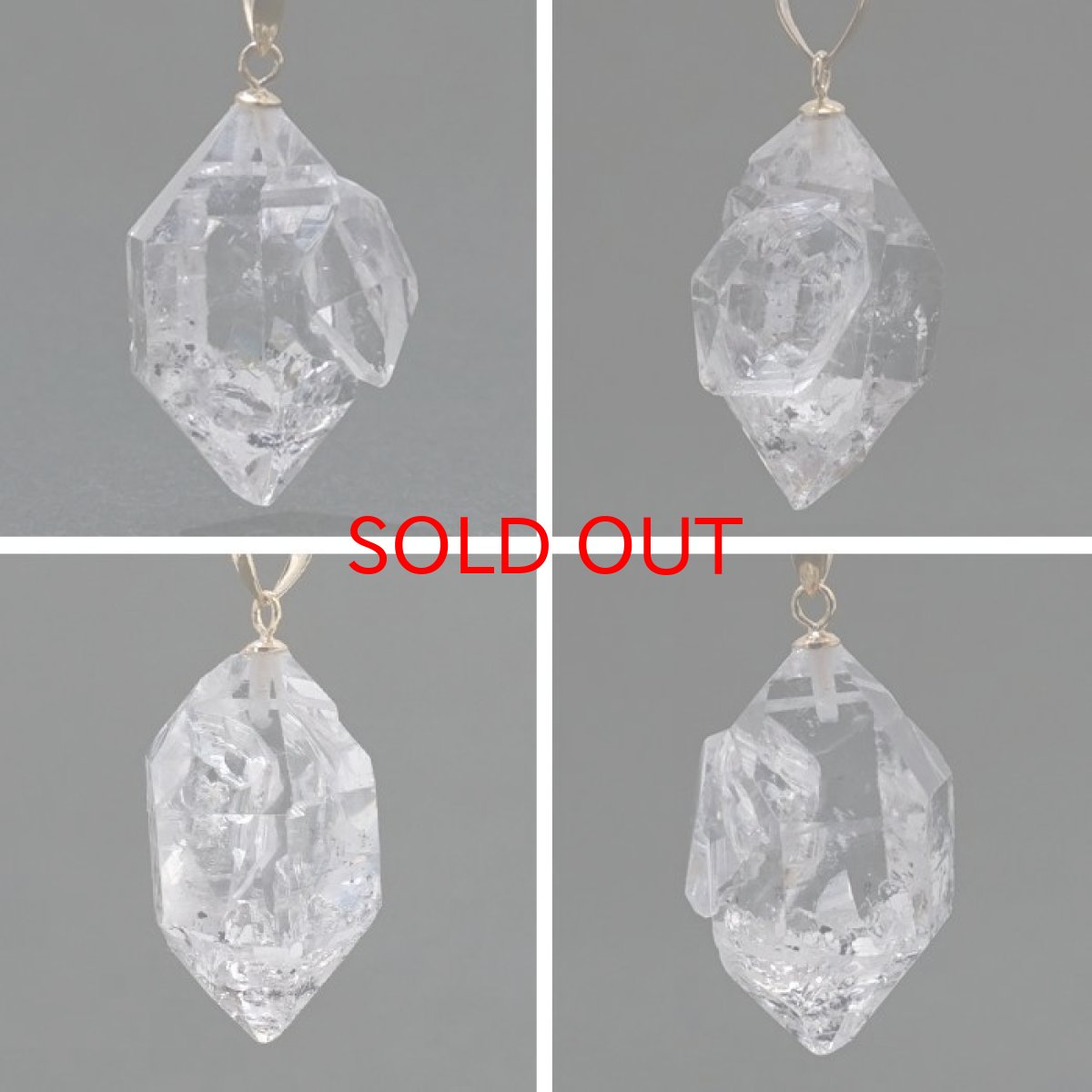 画像2: ハーキマーダイヤモンド ペンダントトップ 【 レインボー入り 】 K18 アメリカ産 ドリームクリスタル ダイヤモンド 水晶 出産御守り 稀少価値 【 一点もの 】 日本製 天然石アクセサリー ペンダント トップ ネックレス パワーストーン 浄化 お守り 天然石 (2)