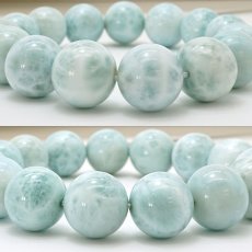 画像2: 【一点物】 ラリマー ブレスレット 14mm ドミニカ共和国産 Larimar ブルー・ペクトライト 天然石 パワーストーン カラーストーン (2)