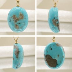 画像2: ペルシアンターコイズ ペンダントトップ イラン産 【 一点もの 】 ターコイズ Prussian Turquoise トルコ石 12月誕生石 ペンダント ネックレス トップ 天然石 パワーストーン (2)