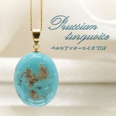 画像1: ペルシアンターコイズ ペンダントトップ イラン産 【 一点もの 】 ターコイズ Prussian Turquoise トルコ石 12月誕生石 ペンダント ネックレス トップ 天然石 パワーストーン (1)