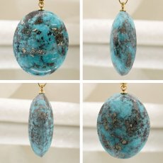 画像2: ペルシアンターコイズ ペンダントトップ イラン産 【 一点もの 】 ターコイズ Prussian Turquoise トルコ石 12月誕生石 ペンダント ネックレス トップ 天然石 パワーストーン (2)