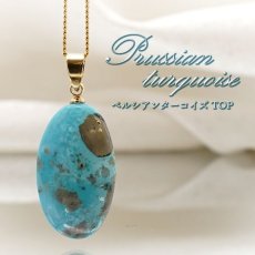 画像1: ペルシアンターコイズ ペンダントトップ イラン産 【 一点もの 】 ターコイズ Prussian Turquoise トルコ石 12月誕生石 ペンダント ネックレス トップ 天然石 パワーストーン (1)