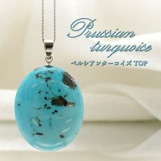 画像1: ペルシアンターコイズ ペンダントトップ イラン産 【 一点もの 】 ターコイズ Prussian Turquoise トルコ石 12月誕生石 ペンダント ネックレス トップ 天然石 パワーストーン (1)