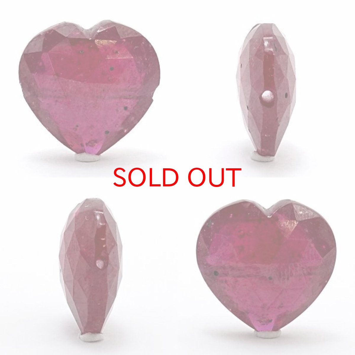 画像2: 天然石 ハート型ビーズ  ルビー 16×17mm ミャンマー産 【 一点もの 】 ハート型 横穴貫通 穴あき ビーズ ハート オリジナルアクセサリー ハンドメイド材料 【 一粒売り 】 天然石 パワーストーン カラーストーン (2)