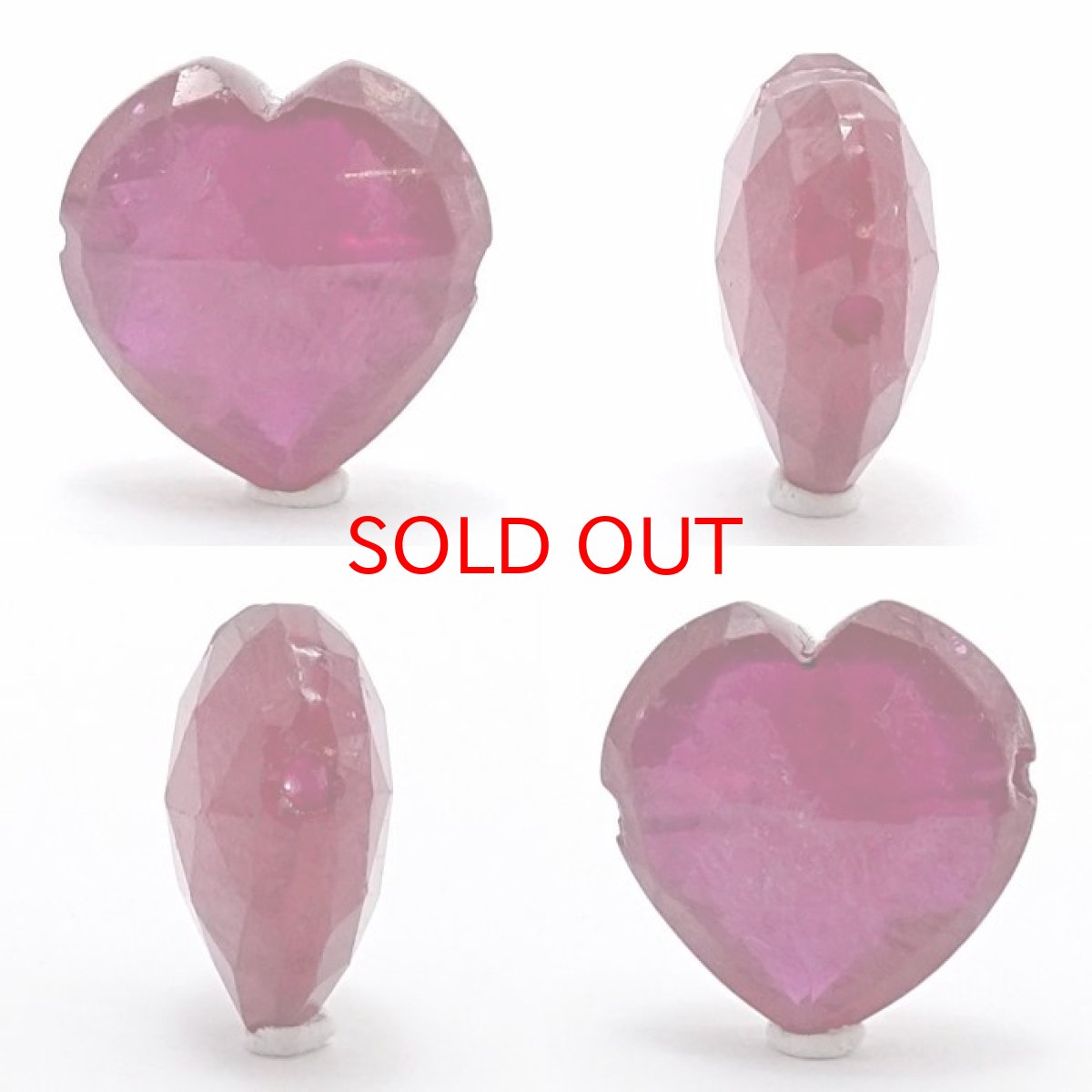 画像2: 天然石 ハート型ビーズ  ルビー 12×12mm ミャンマー産 【 一点もの 】 ハート型 横穴貫通 穴あき ビーズ ハート オリジナルアクセサリー ハンドメイド材料 【 一粒売り 】 天然石 パワーストーン カラーストーン (2)