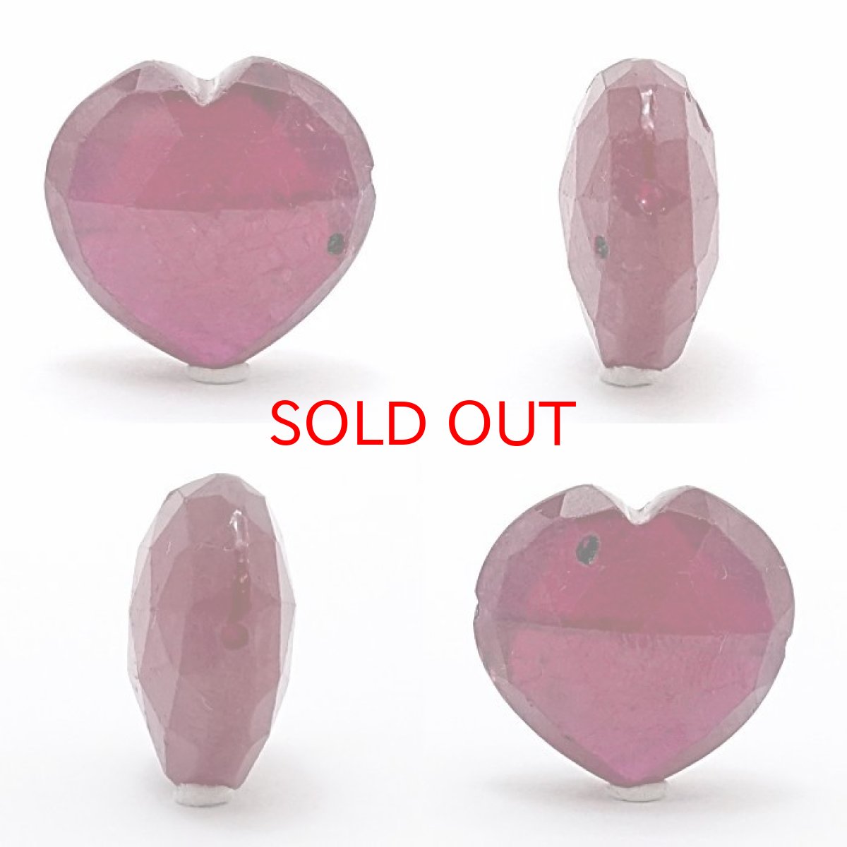 画像2: 天然石 ハート型ビーズ  ルビー 16×17mm ミャンマー産 【 一点もの 】 ハート型 横穴貫通 穴あき ビーズ ハート オリジナルアクセサリー ハンドメイド材料 【 一粒売り 】 天然石 パワーストーン カラーストーン (2)