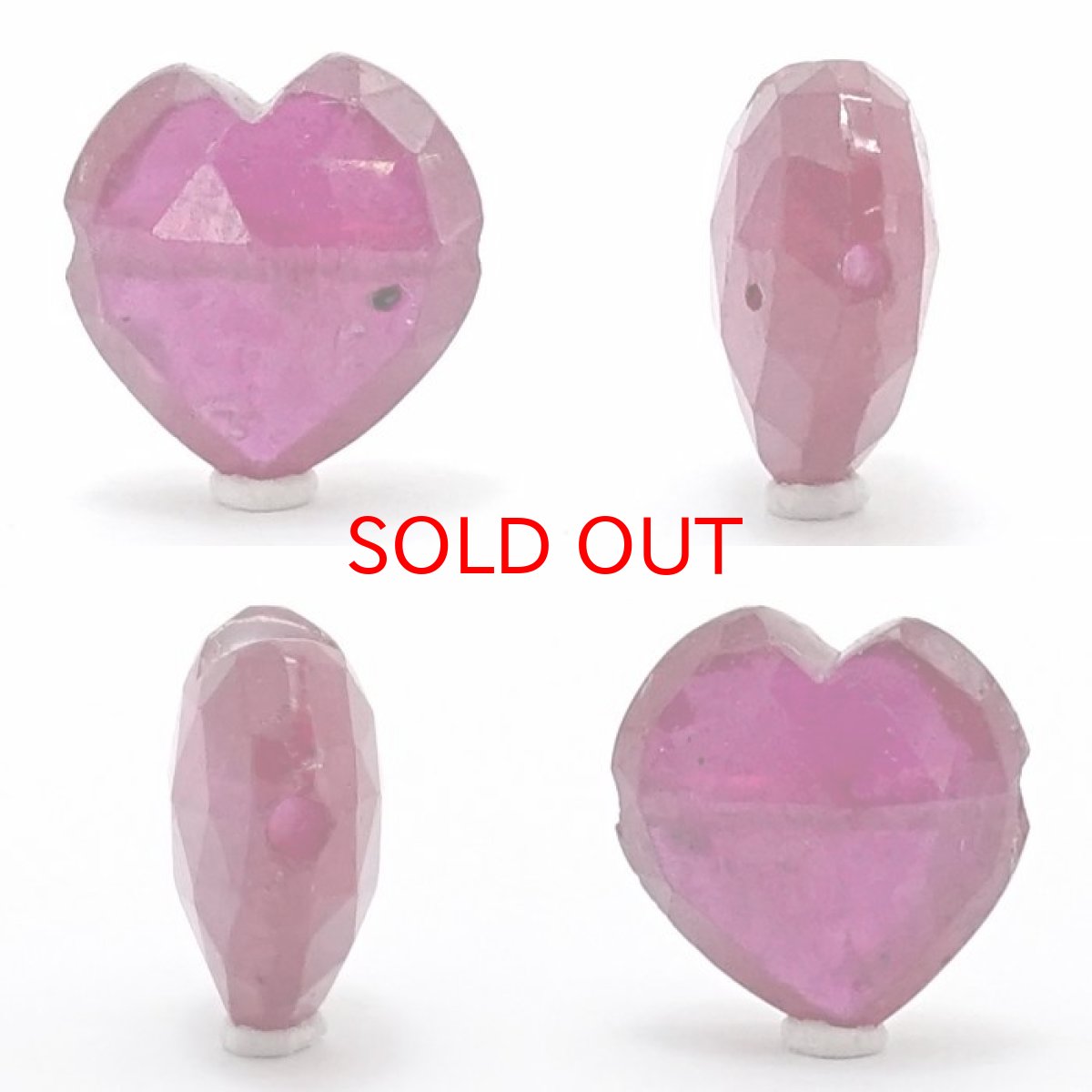 画像2: 天然石 ハート型ビーズ  ルビー 10×10mm ミャンマー産 【 一点もの 】 ハート型 横穴貫通 穴あき ビーズ ハート オリジナルアクセサリー ハンドメイド材料 【 一粒売り 】 天然石 パワーストーン カラーストーン (2)