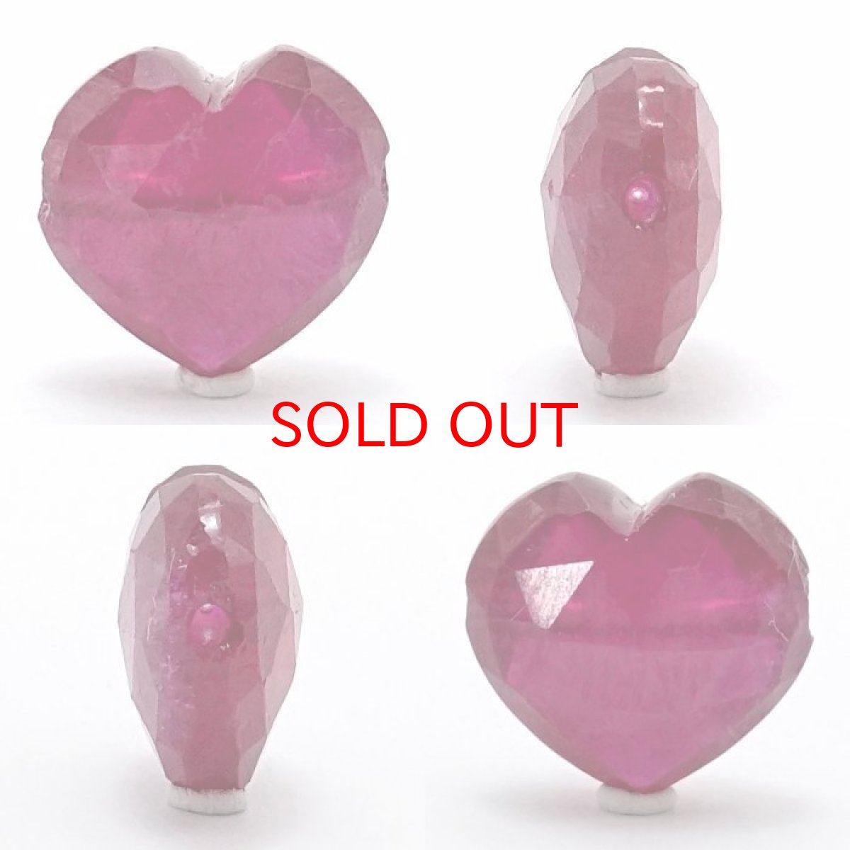 画像2: 天然石 ハート型ビーズ  ルビー 11×12mm ミャンマー産 【 一点もの 】 ハート型 横穴貫通 穴あき ビーズ ハート オリジナルアクセサリー ハンドメイド材料 【 一粒売り 】 天然石 パワーストーン カラーストーン (2)