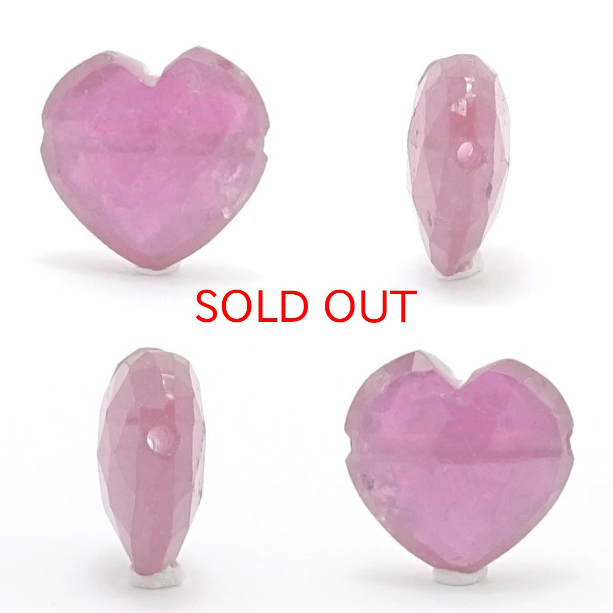 画像2: 天然石 ハート型ビーズ  ルビー 10×11mm ミャンマー産 【 一点もの 】 ハート型 横穴貫通 穴あき ビーズ ハート オリジナルアクセサリー ハンドメイド材料 【 一粒売り 】 天然石 パワーストーン カラーストーン (2)