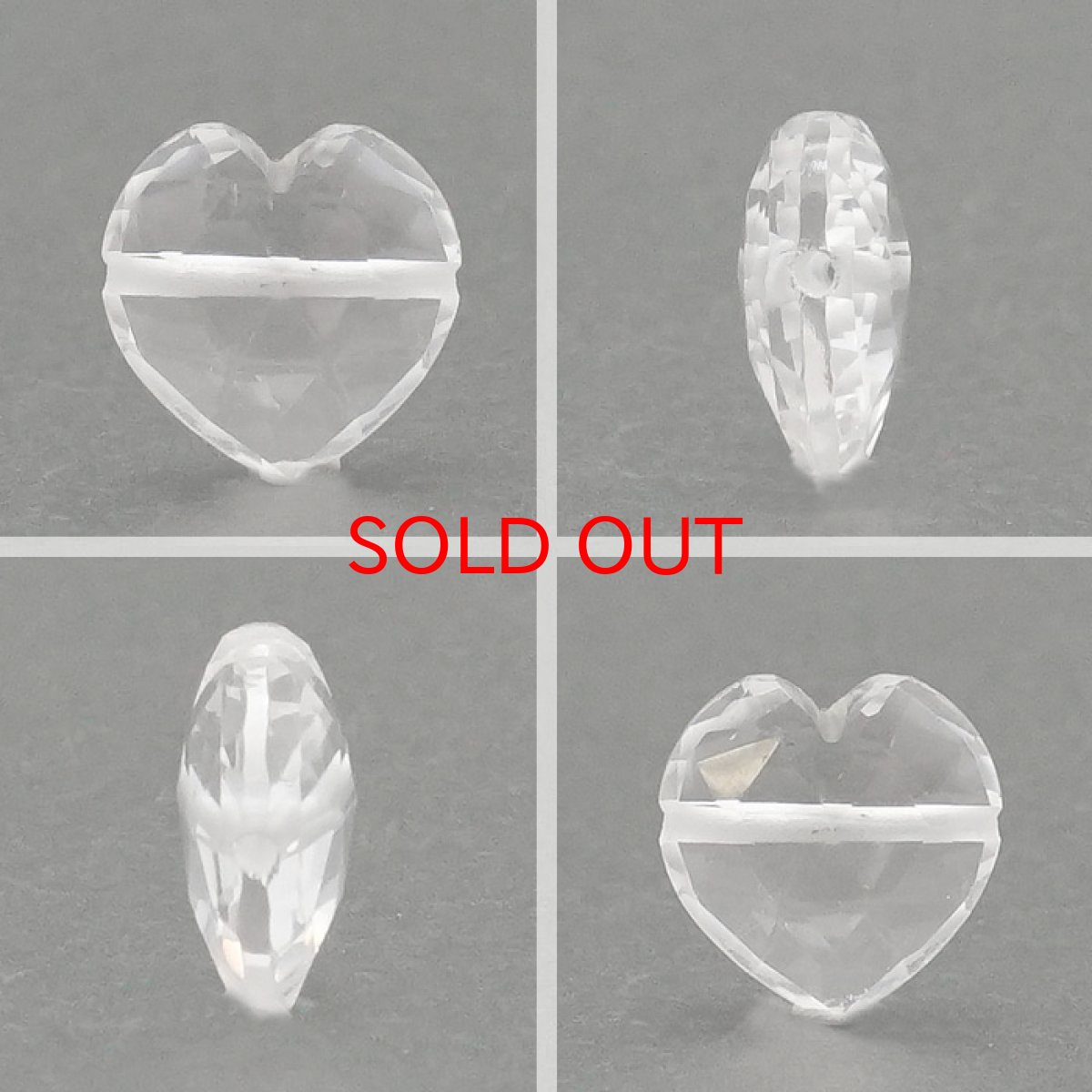 画像2: 天然石 ハート型ビーズ 水晶 11.5×11.5mm ブラジル産 クリスタル 【 一点もの 】ハート型 横穴貫通 穴あき ビーズ ハート オリジナルアクセアリー ハンドメイド材料 【 一粒売り 】 パワーストーン お守り 浄化 カラーストーン (2)