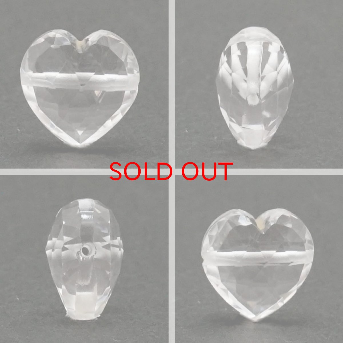 画像2: 天然石 ハート型ビーズ 水晶 13.5×13mm ブラジル産 クリスタル 【 一点もの 】ハート型 横穴貫通 穴あき ビーズ ハート オリジナルアクセアリー ハンドメイド材料 【 一粒売り 】 パワーストーン お守り 浄化 カラーストーン (2)